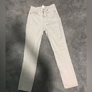 Light beige color, high waisted and slim straight